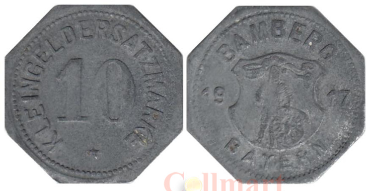  Германия. Бамберг. 10 пфеннигов 1917 год. Нотгельд. 
