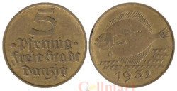 Данциг. 5 пфеннигов 1932 год. Рыба.