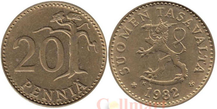  Финляндия. 20 пенни 1982 год. 