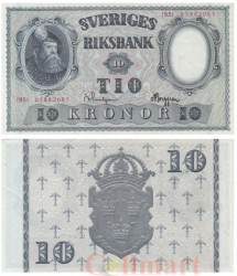 Бона. Швеция 10 крон 1951 год. Густав I. (XF-AU)