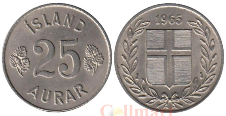  Исландия. 25 эйре 1965 год. 