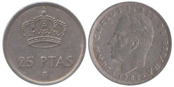 Испания. 25 песет 1982 год. Король Хуан Карлос I.