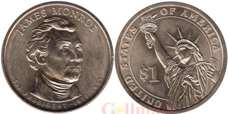  США. 1 доллар 2008 год. 5-й Президент США - Джеймс Монро (1817-1825). (D) 