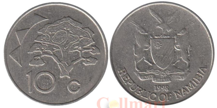  Намибия. 10 центов 1998 год. Верблюжья акация. 