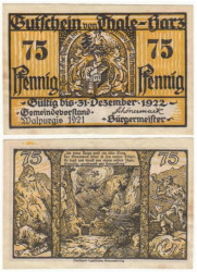 Бона. Германия. Тале 75 пфеннигов 1921 год. Нотгельд. (VF)