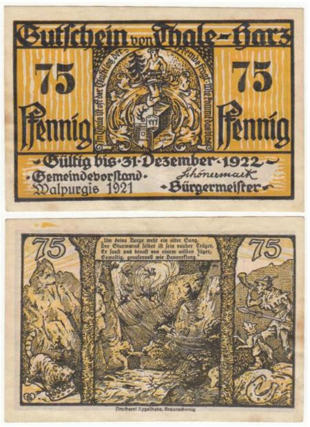  Бона. Германия. Тале 75 пфеннигов 1921 год. Нотгельд. (VF) 