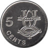  Соломоновы Острова. 5 центов 1996 год. Церемониальная маска. 