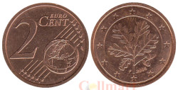 Германия. 2 евроцента 2006 год. Дубовые листья. (F)
