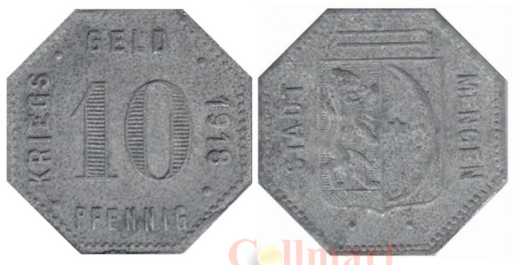  Германия. Менген. 10 пфеннигов 1918 год. Нотгельд. 