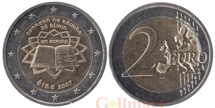  Ирландия. 2 евро 2007 год. 50 лет подписания Римского договора. 