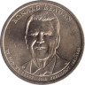  США. 1 доллар 2016 год. 40-й президент Рональд Рейган. (1981–1989). (Р) 