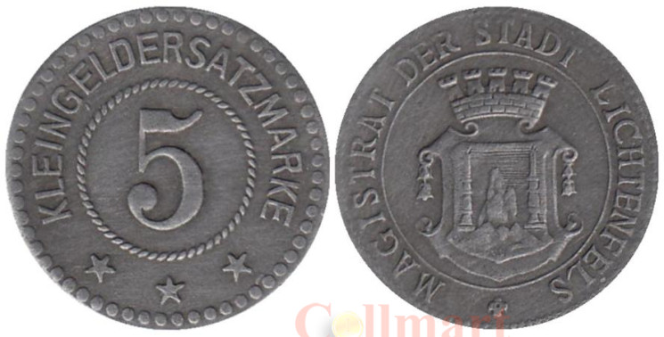  Германия. Лихтенфельс. 5 пфеннигов без года выпуска. Нотгельд. 