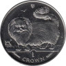  Остров Мэн. 1 крона 1997 год. Кошки - Длинношёрстная дымчатая кошка. 