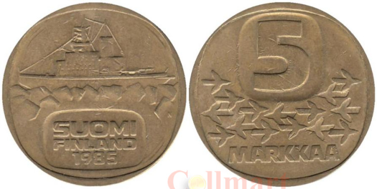  Финляндия. 5 марок 1985 год. Ледокол Урхо. 