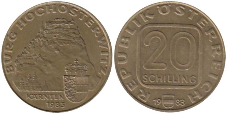  Австрия. 20 шиллингов 1983 год. Замок Гохостервитц. 