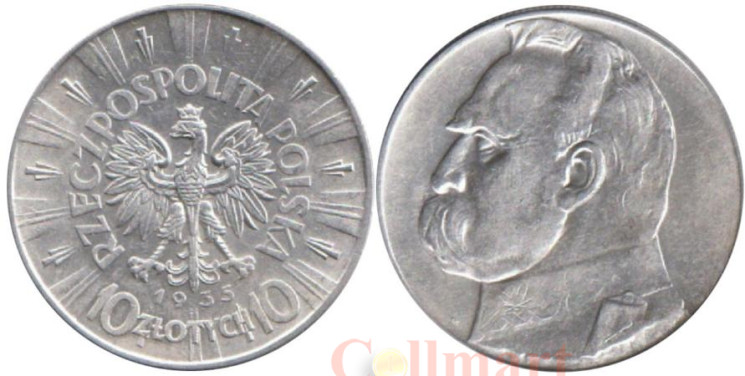  Польша. 10 злотых 1935 год. Юзеф Пилсудский. 