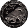  Сьерра-Леоне. 10 долларов 2008 год. Ночные животные - Медоед (Honey Badger). 
