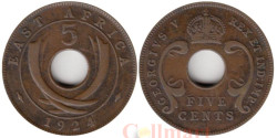 Британская Восточная Африка. 5 центов 1924 год.
