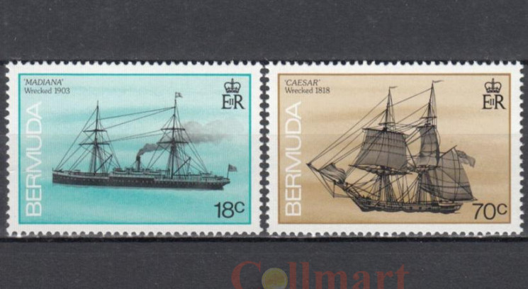  Набор марок. Бермудские острова 1988 год. Затонувшие корабли. (2 марки) 