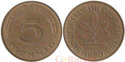 ФРГ. 5 пфеннигов 1980 год. (D)