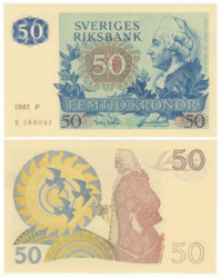 Бона. Швеция 50 крон 1981 год. Карл фон Линней. (VF-XF)