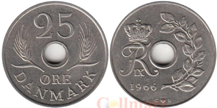  Дания. 25 эре 1966 год. 