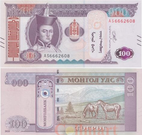  Бона. Монголия 100 тугриков 2020 год. Сухэ-Батор. (Пресс) 