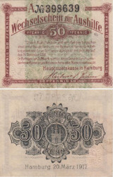 Бона. Германия. Гамбург 50 пфеннигов 1917 год. Нотгельд. (VF)