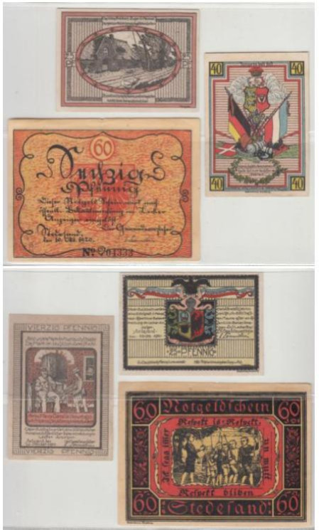  Набор банкнот. Германия. Штедезанд 25, 40, 60 пфеннигов 1920 год. Нотгельды, 3 штуки. (VF) 