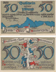 Бона. Германия. Обераммергау 50 пфеннигов 1921 год. Нотгельд. (XF)