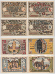 Набор банкнот. Германия. Мейнинген 75 пфеннигов 1921 год. Нотгельды, 4 штуки. (XF)