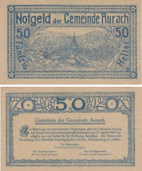 Бона. Австрия. Аурах - ам - Хонгар 50 геллеров 1920 год. Нотгельд. (XF)