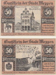 Бона. Германия. Меппен 50 пфеннигов 1921 год. Нотгельд. (XF)