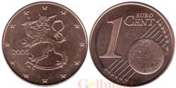 Финляндия. 1 евроцент 2005 год. Геральдический лев.
