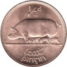  Ирландия. 1/2 пенни 1967 год. Свинья с поросятами. 