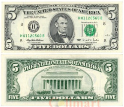 Бона. США 5 долларов 1995 год. Авраам Линкольн. (XF)