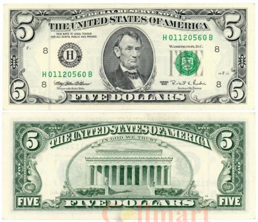  Бона. США 5 долларов 1995 год. Авраам Линкольн. (XF) 