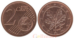Германия. 2 евроцента 2006 год. Дубовые листья. (G)