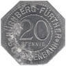  Германия. Нюрнберг-Фюртер. 20 пфеннигов без года выпуска. Фонтан Добродетелей. Нотгельд трамвайный. 