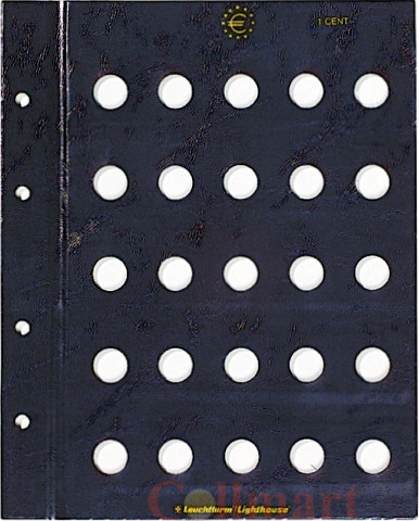  Лист MBL EU 1 CT, в альбом VISTA, для монет 1 евроцент, на 25 ячеек. Производство "Leuchtturm" (304073). 
