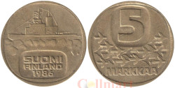 Финляндия. 5 марок 1986 год. Ледокол Урхо.