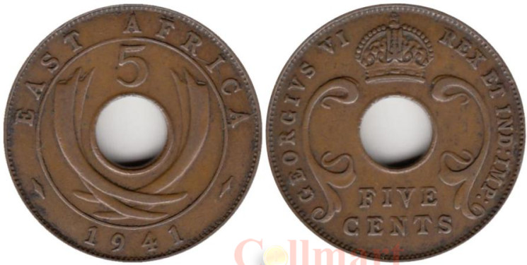  Британская Восточная Африка. 5 центов 1941 год. 
