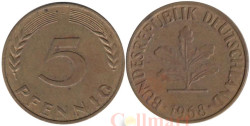 ФРГ. 5 пфеннигов 1968 год. (F)