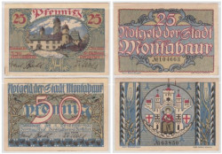Набор банкнот. Германия. Монтабаур 25 и 50 пфеннигов 1920 год. Нотгельды, 2 штуки. (VF)