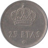  Испания. 25 песет 1975 год. Король Хуан Карлос I. (80 внутри звезды) 