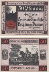 Бона. Германия. Берген-ан-дер-Думме 50 пфеннигов 1922 год. Нотгельд. (XF)