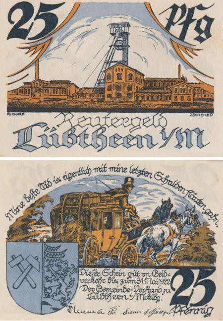  Бона. Германия. Любтен 25 пфеннигов 1922 год. Нотгельд. (XF) 