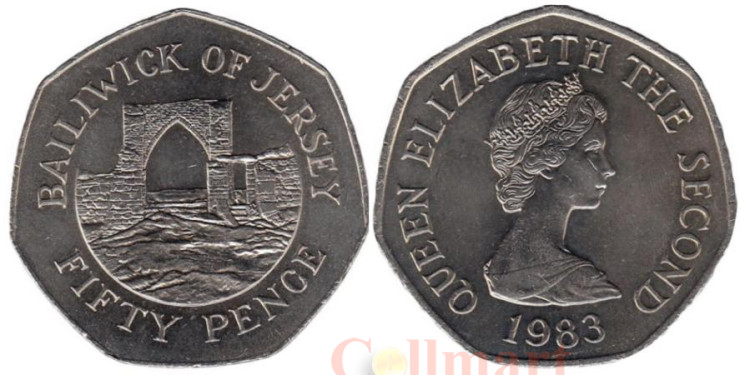  Джерси. 50 пенсов 1983 год. Замок Гросне. 