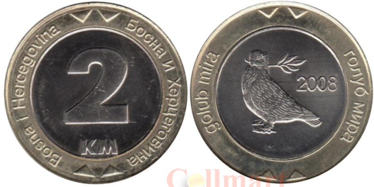  Босния и Герцеговина. 2 марки 2008 год. Голубь мира. 