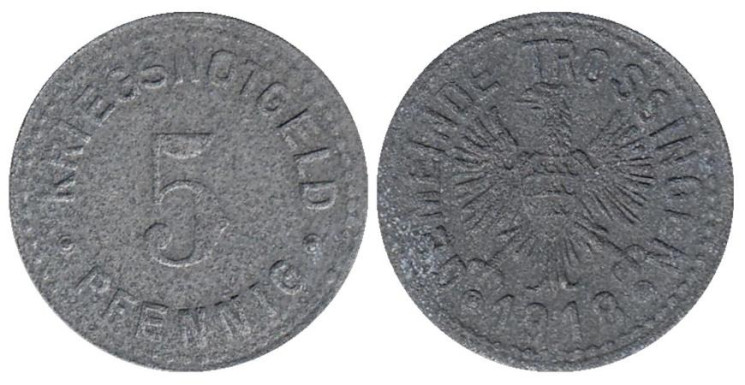  Германия. Троссинген. 5 пфеннигов 1918 год. Нотгельд. 